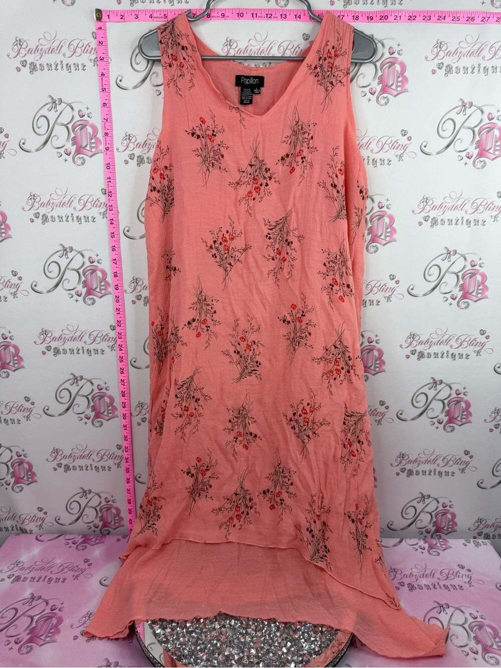 Papillon Blanc Coral Floral Maxi Dress - Sleeveless V-Neck